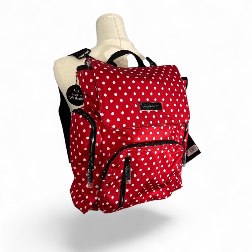 JuJuBe Be Sporty Disney Backpack Diaper Bag Minnie Mouse Red Polka Dot NWT
